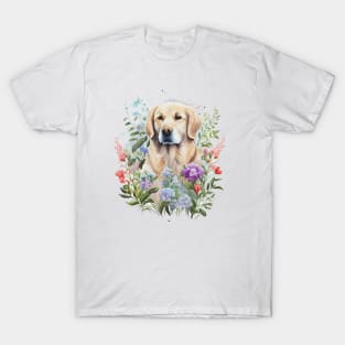 Golden Retriever Floral T-Shirt